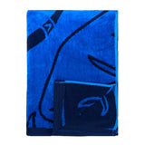 serviette de plage éponge velours jacquard festo L 90x170cm en coton 400g/m² douce et absorbante, idéale plage et piscine.