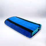 serviette de plage éponge velours jacquard glamblue L 90x170cm en coton 400g/m² douce et absorbante, idéale plage et piscine