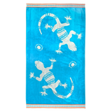 serviette de plage éponge velours jacquard Ibo taille L 100x175 cm 470 g/m², 100 % coton, douce et absorbante, idéale pour la plage ou piscine.