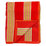 serviette de plage velours jacquard orange 100% coton 400 g/m², douce, absorbante et légère, idéale pour la piscine, la plage ou le voyage.