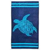 serviette de plage éponge velours jacquard pavlos L 90x170cm en coton 400g/m² douce et absorbante, idéale plage et piscine
