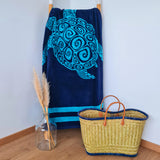 serviette de plage éponge velours jacquard pavlos L 90x170cm en coton 400g/m² douce et absorbante, idéale plage et piscine.