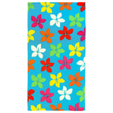 serviette de plage microfibre multicolore blooming 90x170 cm 220g/m² motifs fleurs douce et absorbante, idéale pour la piscine ou la plage