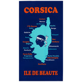 serviette de plage microfibre multicolore insula 90x170 cm 250g/m² motif corsica douce et absorbante, idéale pour la piscine ou la plage