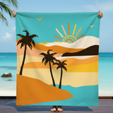 serviette de plage microfibre multicolore sandwood 140x170 cm 220g/m² motifs fleurs douce et absorbante, idéale pour la piscine ou la plage
