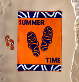 serviette de plage velours jacquard zamani XL orange 140x180cm 400g/m² douce, absorbante parfaite pour plage et piscine.
