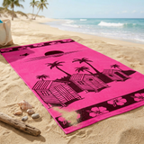 Serviette de plage éponge velours Jacquard - Sissi - 90x170cm - 400g/m² - Taille L