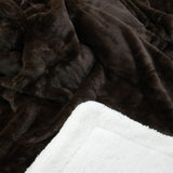 zoom plaid cocoon chocolat 130x170cm, recto imitation lapin et verso mouton 610g/m², ultra doux pour un confort chaleureux