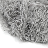 zoom plaid longwool gris clair 130x170 cm imitation fourrure à poils longs, 450g/m², ultra doux et élégant pour sublimer et réchauffer votre canapé