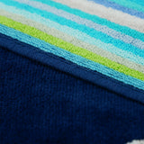 zoom serviette de plage XL éponge velours Jacquard Bleu calypso 140x180 cm 400g/m² douce, absorbante et idéale pour plage et piscine