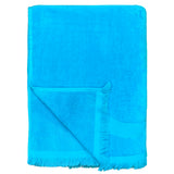 zoom serviette plage velours jacquard jumby bleu 100 % coton 140x180 cm, 340 g/m², douce, absorbante et confortable, idéale pour plage, et piscine