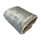 Plaid Polaire doublé imitation Mouton gris clair 130X170 - Le comptoir de la plage