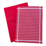 Lot de 2 Duos de torchons assortis bicolores carreaux rouges 50 x 70 - Le comptoir de la plage