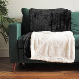 Plaid Polaire doublé imitation Mouton Noir 130X170 - Le comptoir de la plage