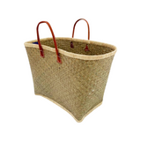 Panier Artisanal "Penjy Naturel" avec feston couleur - Le comptoir de la plage