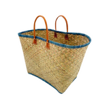 Panier Artisanal "Penjy Naturel" avec feston couleur - Le comptoir de la plage