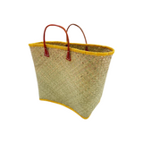 Panier Artisanal "Penjy Naturel" avec feston couleur - Le comptoir de la plage