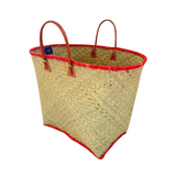Panier Artisanal "Penjy Naturel" avec feston couleur - Le comptoir de la plage