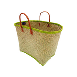Panier Artisanal "Penjy Naturel" avec feston couleur - Le comptoir de la plage