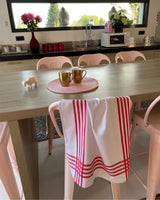 Lot de 2 Duos de torchons assortis bicolores rayés rouge 50 x 70 - Le comptoir de la plage