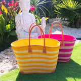 Panier rabane artisanal "Ambanja" avec pochon - Le comptoir de la plage