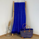 Drap de bain coton bleu royal Shady - Le comptoir de la plage