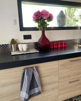 Lot de 2 Duos de torchons assortis bicolores rayés gris 50 x 70 - Le comptoir de la plage