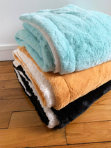 Plaid Polaire Imitation toucher "Lapin" Camel 130X170 - Le comptoir de la plage