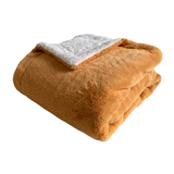 Plaid Polaire Imitation toucher "Lapin" Camel 130X170 - Le comptoir de la plage