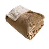 Plaid Polaire doublé imitation Mouton beige clair 130X170 - Le comptoir de la plage