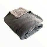 Plaid Polaire doublé imitation Mouton gris clair 130X170 - Le comptoir de la plage