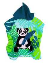 Poncho de plage enfant en microfibre panda 60x120cm 250g/m² motifs imprimés, idéal plage et piscine, séchage rapide, peu encombrant