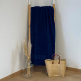serviette de bain éponge velours unie classy navy 90x180 cm, 100 % coton, 500 g/m², légère et absorbante, idéale salle de bain, piscine et plage