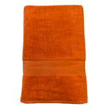 serviette de bain éponge velours unie classy orange 90x180 cm, 100 % coton, 500 g/m², légère et absorbante, idéale salle de bain, piscine et plage