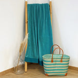 serviette de bain éponge velours unie shady latigo 90x160 cm, 100 % coton, 370 g/m², légère et absorbante, idéale salle de bain, piscine et plage