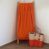 serviette de bain éponge velours unie shady nectarine 90x160 cm, 100 % coton, 370 g/m², légère et absorbante, idéale salle de bain, piscine et plage