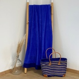 serviette de bain éponge velours unie shady royal 90x160 cm, 100 % coton, 370 g/m², légère et absorbante, idéale salle de bain, piscine et plage