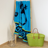 serviette de plage éponge velours jacquard guadalmar XL 140x180 cm en coton 400 g/m² douce et absorbante, idéale plage et piscine