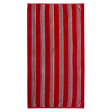 serviette de plage éponge velours jacquard milonga rouge Taille 70x140 cm, 100 % coton 400 g/m², douce et légère, parfaite pour plage, piscine ou sport.