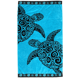 serviette de plage éponge velours jacquard turquoise turtle taille 100x175 cm, 470 g/m², 100 % coton, ultra absorbante et confortable.