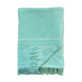 zoom serviette de bain éponge velours unie ciselée Romance aqua 90x170 cm, 100 % coton, 460 g/m², légère et absorbante, idéale salle de bain, piscine et plage