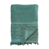 zoom serviette de bain éponge velours unie ciselée romance fougere 90x170 cm, 100 % coton, 460 g/m², légère et absorbante, idéale salle de bain, piscine et plage