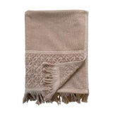 zoom serviette de bain éponge velours unie ciselée Romance taupe 90x170 cm, 100 % coton, 460 g/m², légère et absorbante, idéale salle de bain, piscine et plage