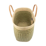 Panier artisanal Baly GM aravola luxe bordure rabane en fibres naturelles, avec bande rabane unie, solide et polyvalent. dimensions 55×20×35cm , avec poche intérieure, idéal pour courses, plage, piscine ou ville.