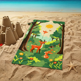 Serviette de plage imprimée microfibre enfant - Foret - 70x140cm - 220g/m²
