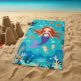 Serviette de plage imprimée microfibre enfant - Sirena- 70x140cm - 220g/m²