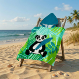 Poncho plage imprimé microfibre enfant - Panda - 60x60cm - 220gm²