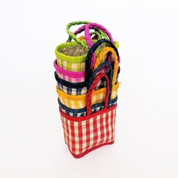 Pack de 6 paniers enfant carreaux