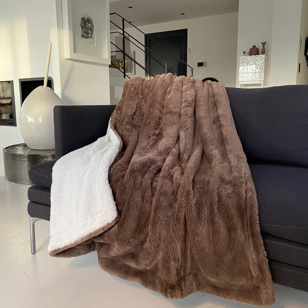 Plaid imitation "Lapin" 130x170cm 610g/m² - Cocoon Taupe Foncé