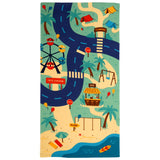 Serviette de plage imprimée microfibre enfant - Circuit- 70x140cm - 220g/m²